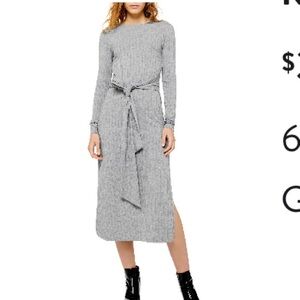 Topshop Gray Long Sleeve Knit Dress